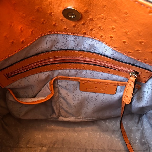 MK Large Orange Ostrich Bag Hamilton - Picture 3 of 8